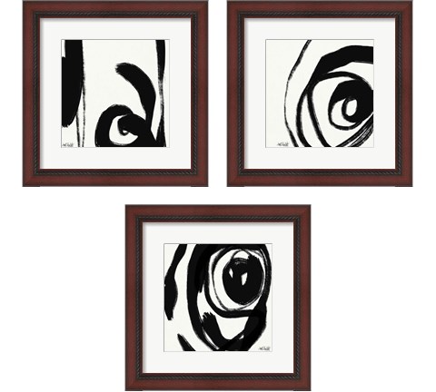 Black and White Abstract 3 Piece Framed Art Print Set by Anne Tavoletti