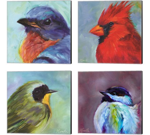 Field Birds 4 Piece Canvas Print Set by Kim Smith