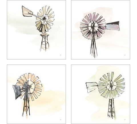Windmill  4 Piece Art Print Set by Chris Paschke