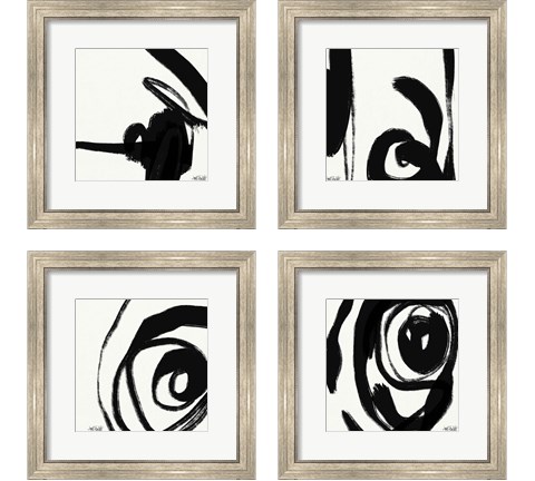 Black and White Abstract 4 Piece Framed Art Print Set by Anne Tavoletti