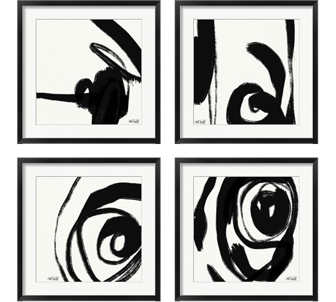Black and White Abstract 4 Piece Framed Art Print Set by Anne Tavoletti
