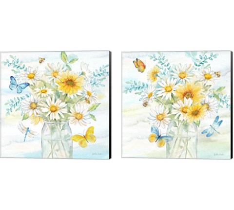 Daisy Days 2 Piece Canvas Print Set by Cynthia Coulter