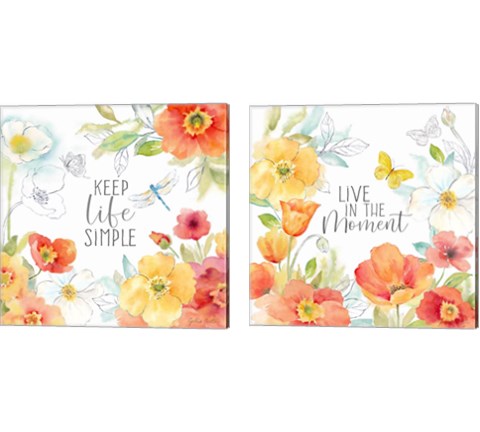 Happy Poppies 2 Piece Canvas Print Set by Cynthia Coulter