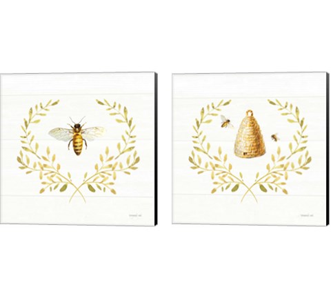 Bees and Blooms 2 Piece Canvas Print Set by Danhui Nai