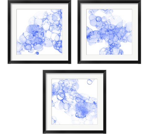 Bubble Square Blue 3 Piece Framed Art Print Set by Kelsey Wilson