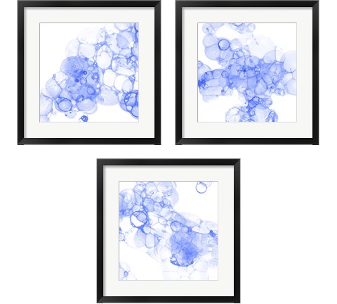 Bubble Square Blue 3 Piece Framed Art Print Set by Kelsey Wilson