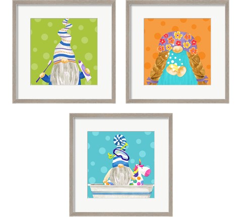 Bathroom Gnomes 3 Piece Framed Art Print Set by Tara Reed