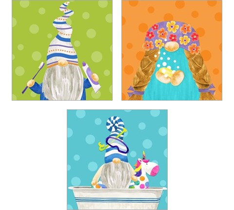 Bathroom Gnomes 3 Piece Art Print Set by Tara Reed