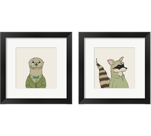 Animals on Cream 2 Piece Framed Art Print Set by Wild Apple Portfolio