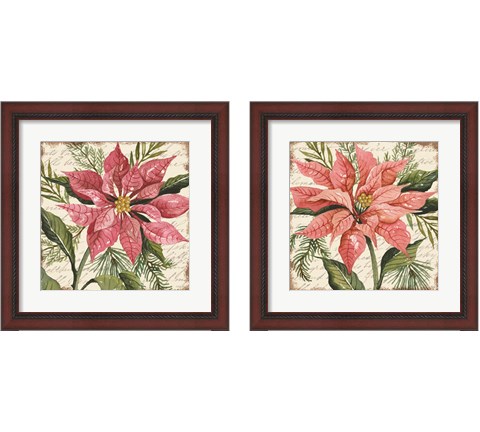 Poinsettia Botanical 2 Piece Framed Art Print Set by Cindy Jacobs