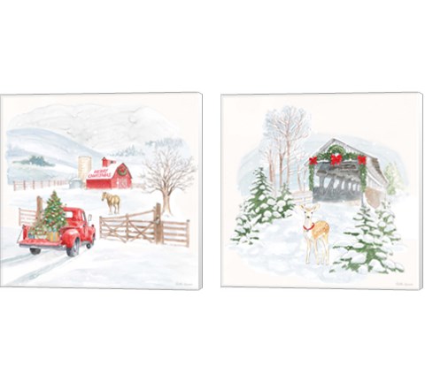 Home For The Holidays 2 Piece Canvas Print Set by Beth Grove