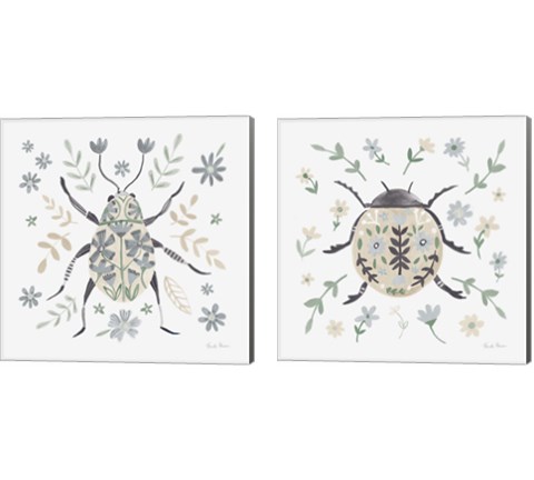Folk Beetle 2 Piece Canvas Print Set by Farida Zaman