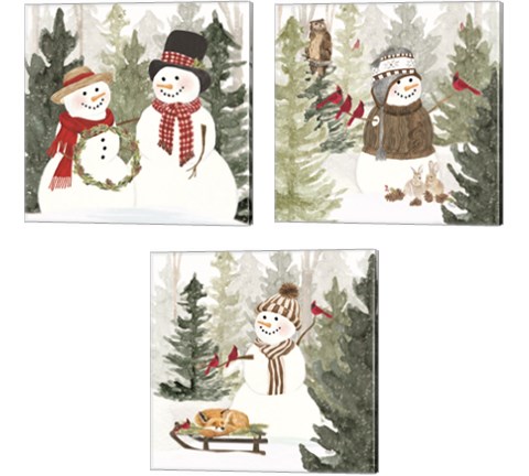 Christmas in the Woods 3 Piece Canvas Print Set by Tara Reed