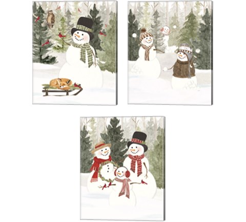 Christmas in the Woods 3 Piece Canvas Print Set by Tara Reed