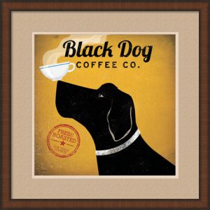 Black Dog Coffee Co. by Ryan Fowler with a brown frame and double mat