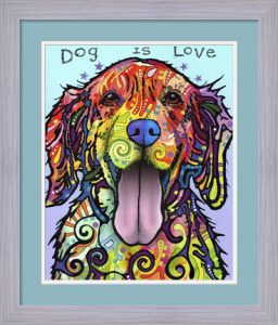 Dog Is Love by Dean Russo with custom mat and frame