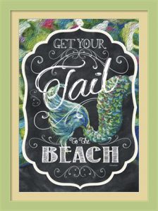 Get Your Tail to the Beach by Cindy Fornataro - Mixed Medium with Chalk Art