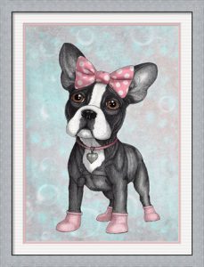 Sweet Frenchie by Barruf with a silver frame and a double mat