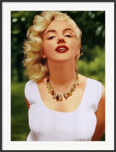 Marilyn Monroe with Amber Beads photography by Sam Shaw