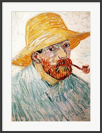 Vincent Van Gogh self portrait with hat and pipe