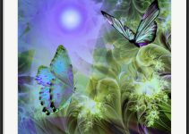 Mindy Sommers' "Languid Journeys Blue" butterfly artwork is cool and dreamy.