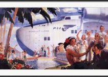 Honolulu Clipper - vintage airline poster advertisement