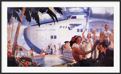 Honolulu Clipper - vintage airline poster advertisement