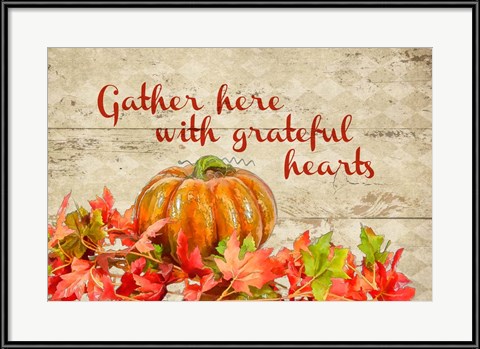 Thanksgiving Artwork - Gather with Thankful Hearts by Romona Murdock