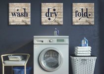 Canvas wall art in laundry room