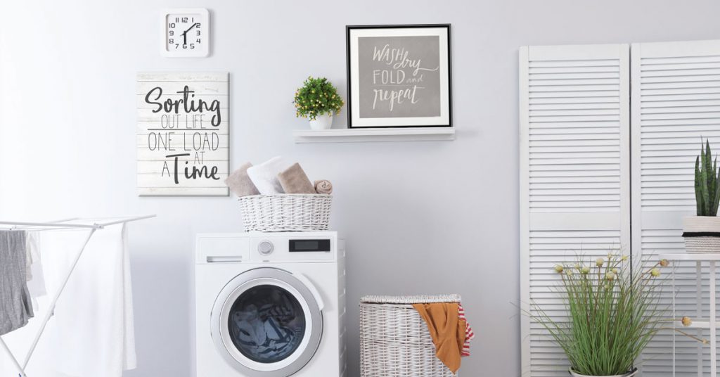 canvas wall art in laundry room