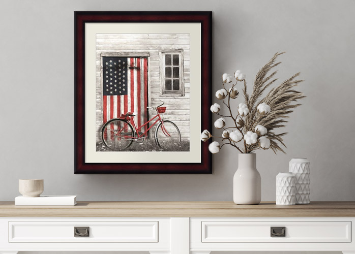 A home decorated with the American flag, showing a concept of incorporating Americana decor.