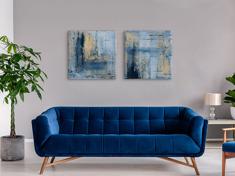 Abstract Wall Art Set in a living room