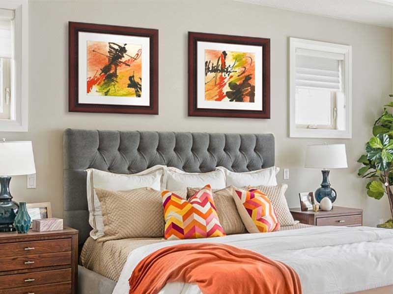 Colorful High Contrast Art in the Bedroom