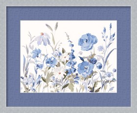 Framed Blue Boho Wildflowers