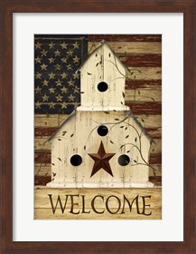 Framed Americana Welcome Birdhouse