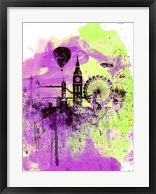 Framed London Watercolor Skyline 1