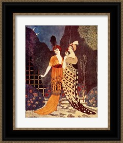 Framed Two Ladies Under the Crescent Moon