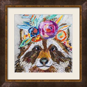 Framed Raccoon Floral