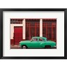 Brenda Tharp / DanitaDelimont - Cuba, Havana Green Car, Red Building On The Streets (R1003610-AEAEAGOFDM)
