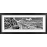 Panoramic Images - Vintage car moving on Route 66 in black and white, Arizona (R764003-AEAEAGOFDM)