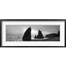Panoramic Images - Silhouette of seastacks at sunset, Olympic National Park, Washington State (black and white) (R778718-AEAEAGOFDM)