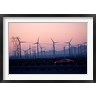 Panoramic Images - Car moving on a road with wind turbines in background at dusk, Palm Springs, Riverside County, California, USA (R781843-AEAEAGOFDM)