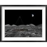 Walter Myers/Stocktrek Images - A giant liquid mirror telescope lies nestled in a lunar crater (R802847-AEAEAGOFDM)