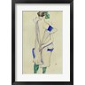 Egon Schiele - Standing Girl In Blue Dress And Green Stockings, 1913 (R822814-AEAEAGOFDM)