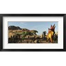 Arthur Dorety/Stocktrek Images - A Saurophaganax Dinosaur Attacks A Stegosaurus (R885010-AEAEAGOFDM)