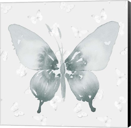 Framed Grey Watercolor Butterflies II Print