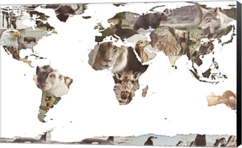 Framed World Animals Map Print