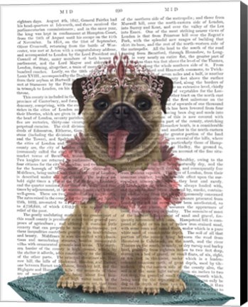 Framed Pug Princess On Cushion Print
