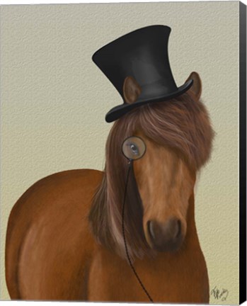 Framed Horse Top Hat and Monocle Print