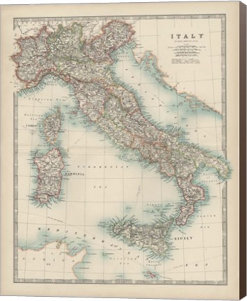 Framed Map of Italy Print